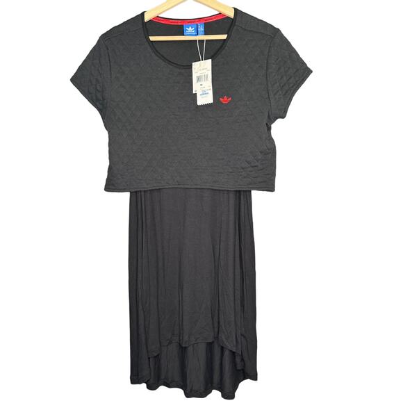 NWT ADIDAS GIRAFFE ASYMMETRIC QUILTED DRESS BLACK SIZE: MEDIUM - Picture 1 of 4